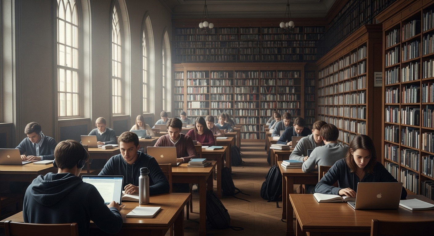 Sinh viên chăm chỉ học tập trong thư viện đại học hiện đại, rộng rãi, điển hình cho cơ sở vật chất của top 20 trường đại học tốt nhất miền Bắc. Sinh viên chăm chỉ học tập trong thư viện đại học hiện đại, rộng rãi, điển hình cho cơ sở vật chất của top 20 trường đại học tốt nhất miền Bắc.