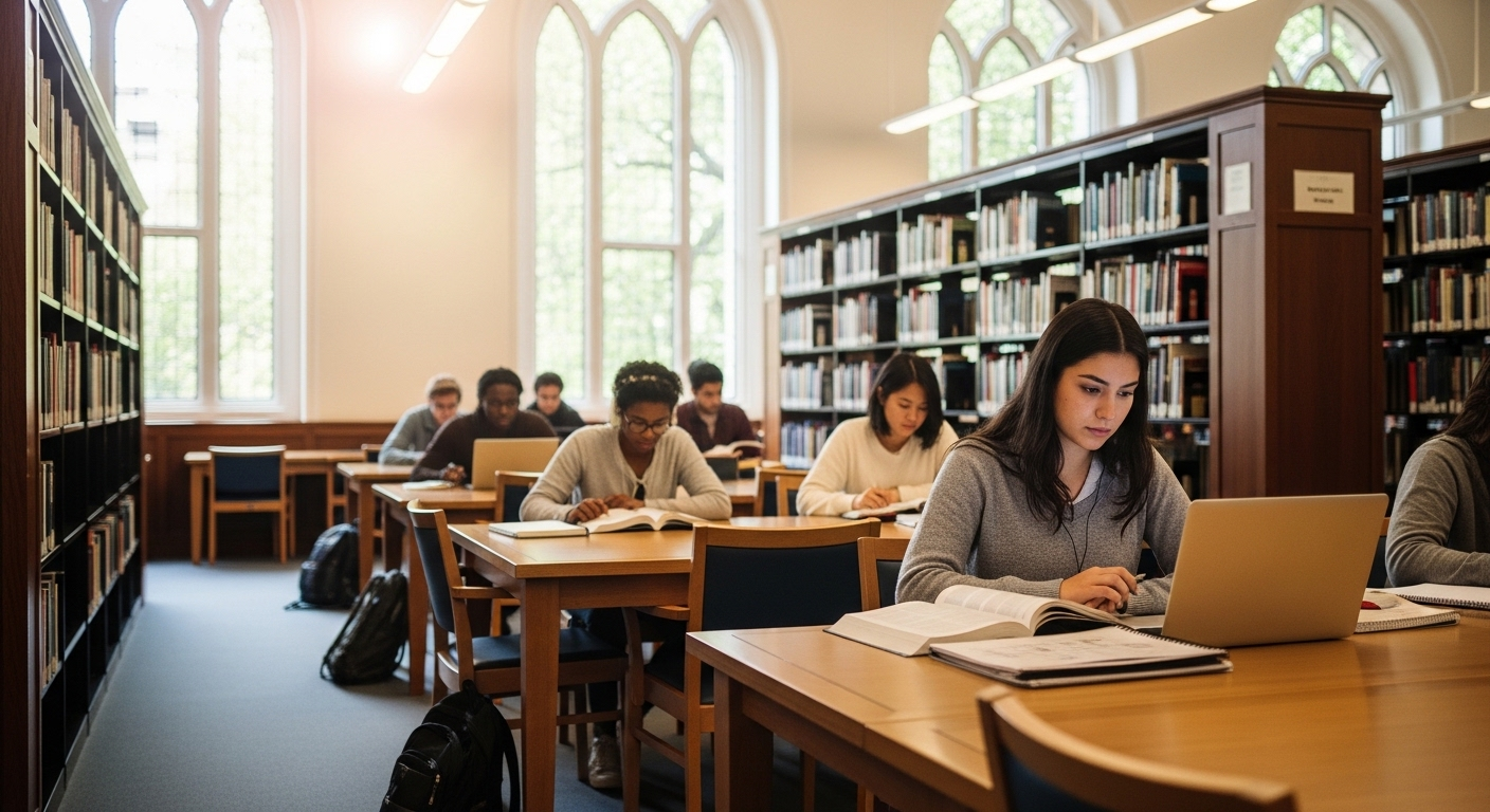 Thư viện đại học hiện đại, sáng sủa, với sinh viên chăm chú học tập. Một không gian tiêu biểu cho trường đại học top 1 Hà Nội. Thư viện đại học hiện đại, sáng sủa, với sinh viên chăm chú học tập. Một không gian tiêu biểu cho trường đại học top 1 Hà Nội.