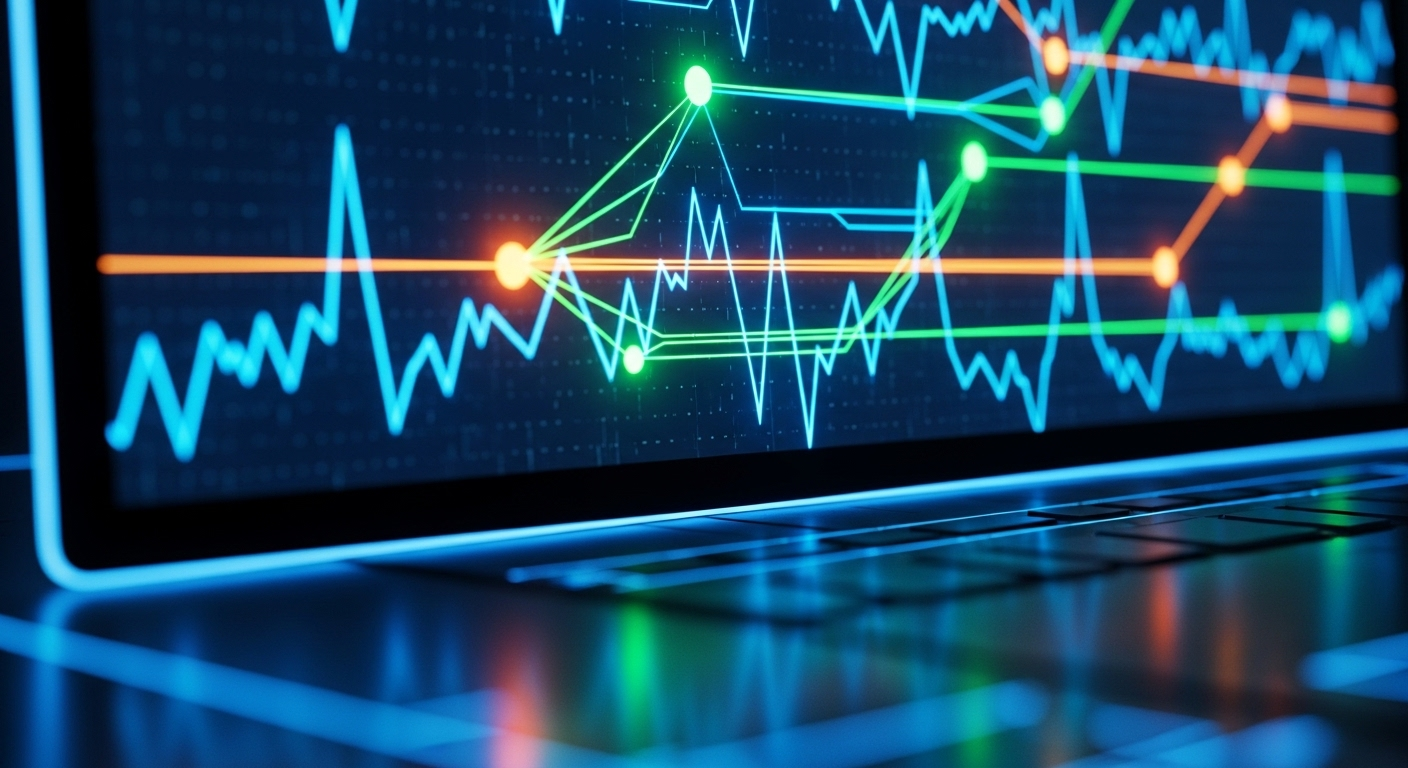 Màn hình máy tính hiển thị mạng lưới dữ liệu chuỗi cung ứng phức tạp, bối cảnh quan trọng khi viết mục tiêu nghề nghiệp ngành xuất nhập khẩu.