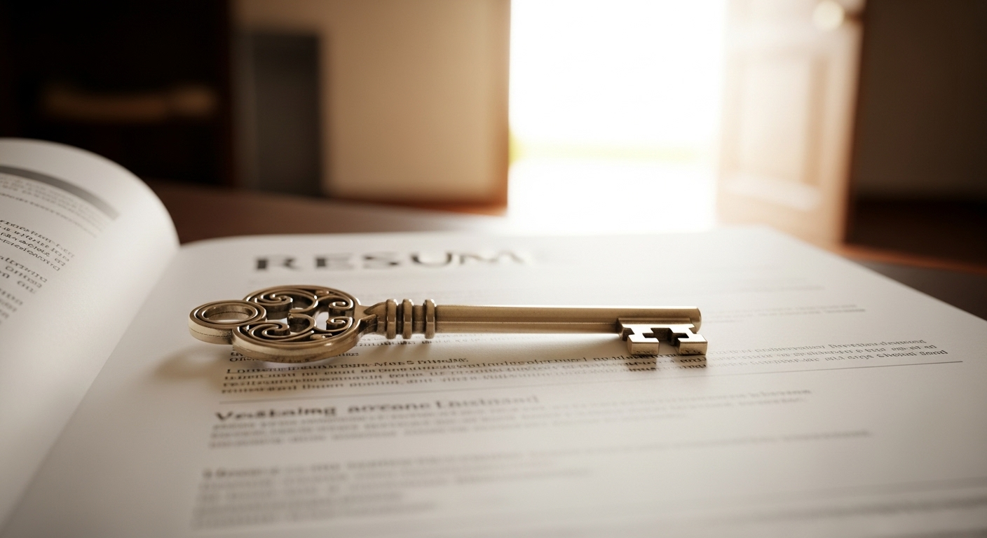 Chìa khóa vàng cổ điển trên CV chuyên nghiệp, tượng trưng cho cánh cửa cơ hội. Tìm hiểu cách viết CV trợ giảng tiếng Anh ấn tượng.