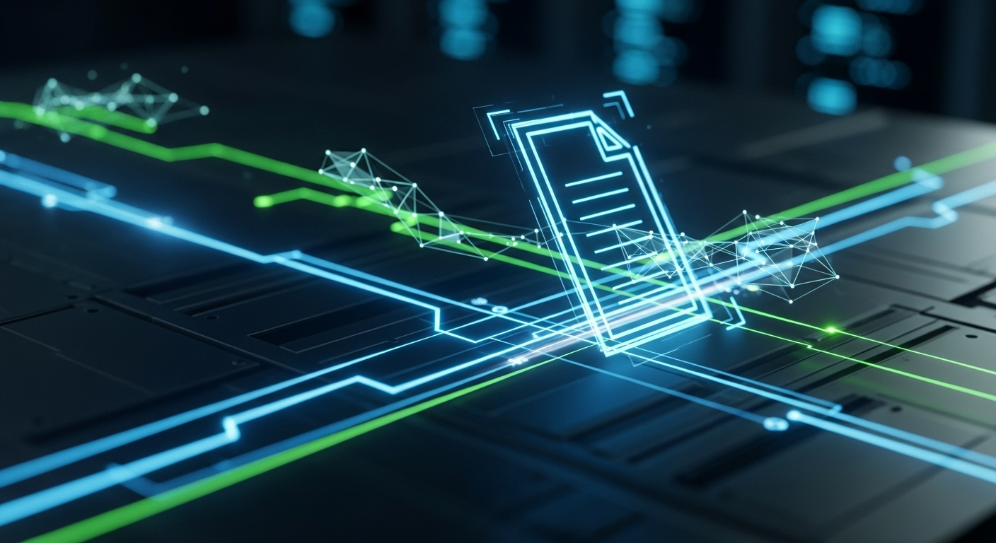 Hệ thống công nghệ tự động phân tích CV xin việc bằng dữ liệu số và đường nét phát sáng.