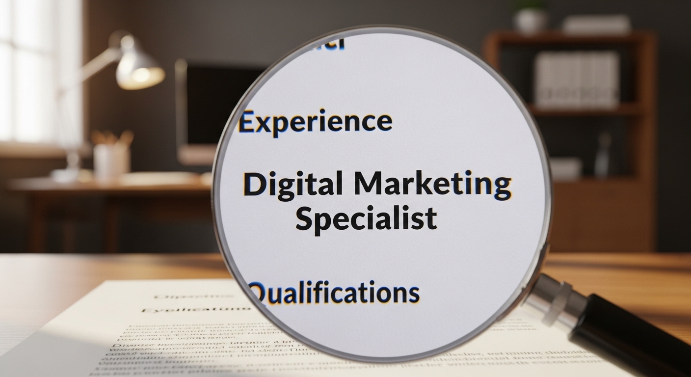 Kính lúp phóng to tiêu đề CV 