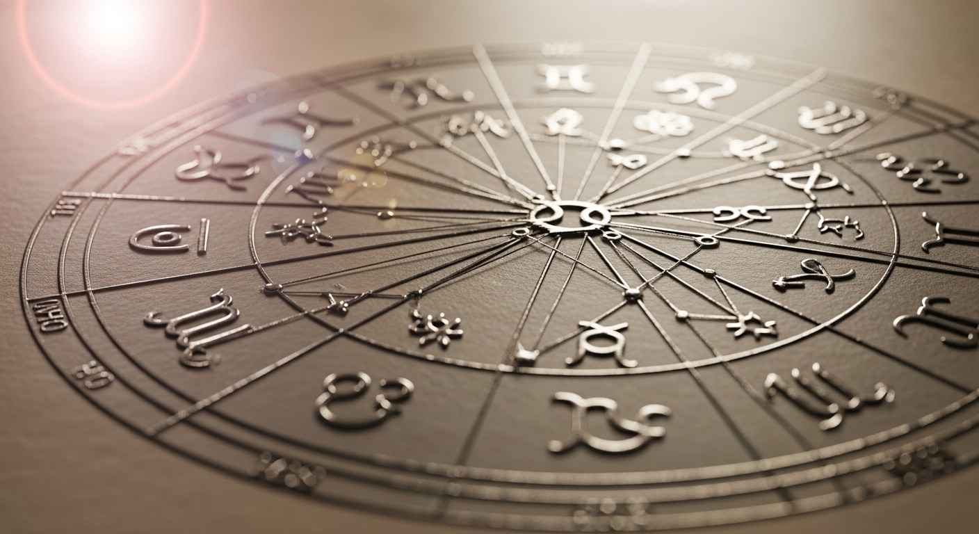 Bản đồ sao chiêm tinh cận cảnh, chia 12 cung hoàng đạo, hiển thị rõ các ký hiệu hành tinh và đường kết nối tinh xảo.