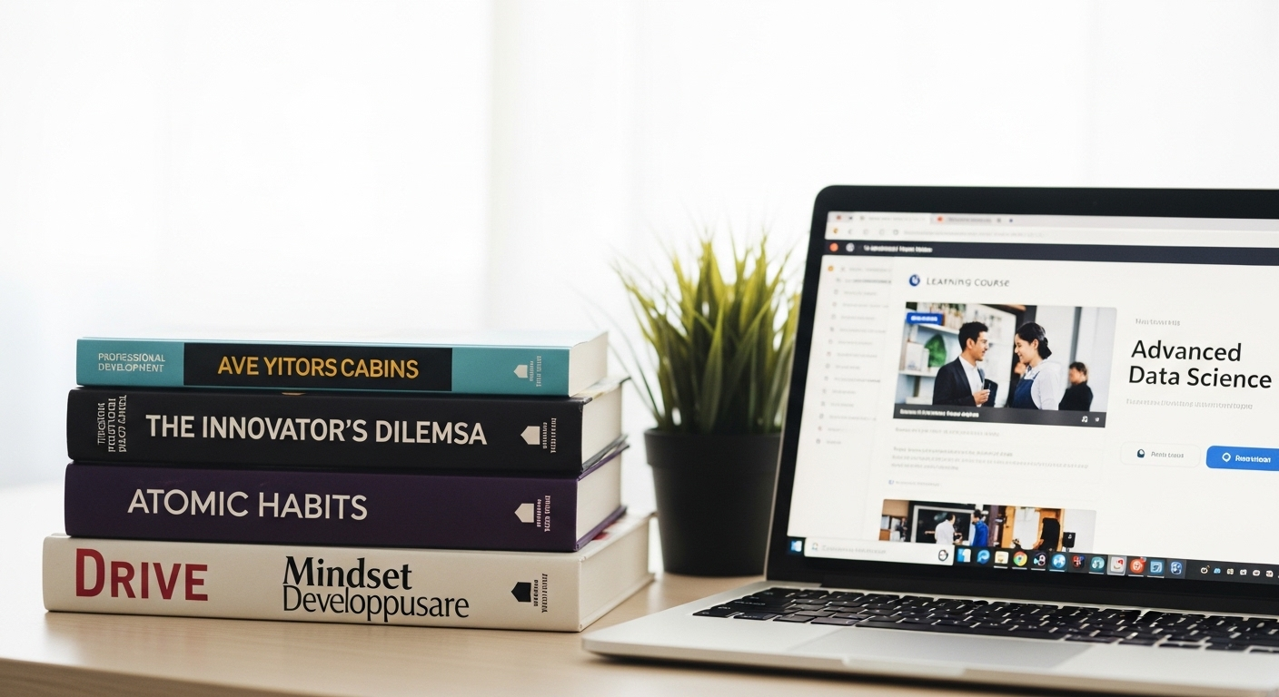 Bàn làm việc với sách phát triển chuyên môn, laptop hiển thị nền tảng học tập và cây xanh, hỗ trợ ôn luyện và chuẩn bị cho các câu hỏi phỏng vấn thường gặp. Bàn làm việc với sách phát triển chuyên môn, laptop hiển thị nền tảng học tập và cây xanh, hỗ trợ ôn luyện và chuẩn bị cho các câu hỏi phỏng vấn thường gặp.